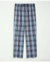 Brooks Brothers Cotton Madras Pattern Lounge Pants In Light Blue