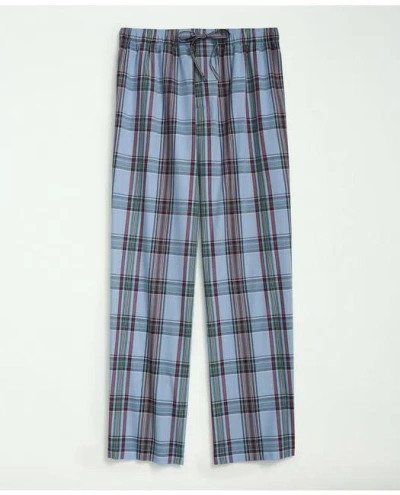 Brooks Brothers Cotton Madras Pattern Lounge Pants In Light Blue