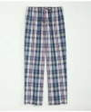 Brooks Brothers Cotton Madras Pattern Lounge Pants In White