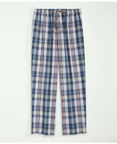 Brooks Brothers Cotton Madras Pattern Lounge Pants In White