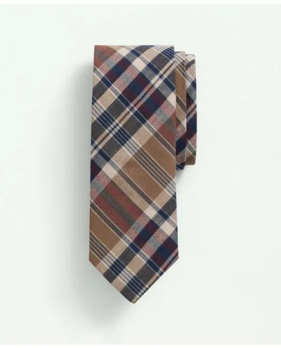 Brooks Brothers Cotton Madras Tie | Brown | Size L/xl