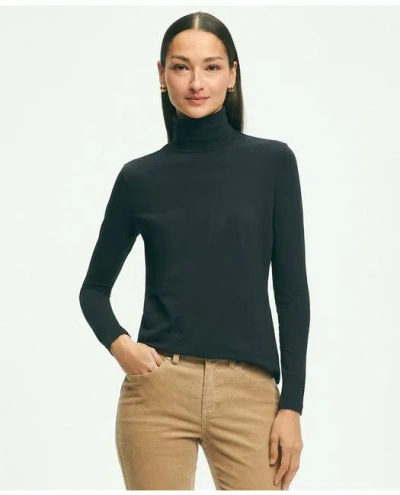 Brooks Brothers Cotton Modal Turtleneck Shirt In Black