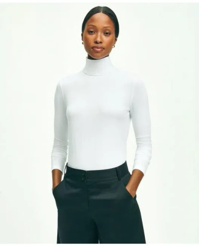 Brooks Brothers Cotton Modal Turtleneck Shirt In White
