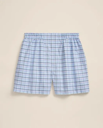 Brooks Brothers Cotton Oxford Check Boxers In Blue