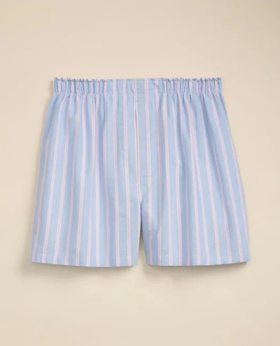 Brooks Brothers Cotton Oxford Stripes Boxers In Blue