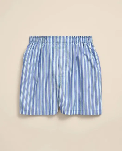 Brooks Brothers Cotton Oxford Triple Stripe Boxers In Blue