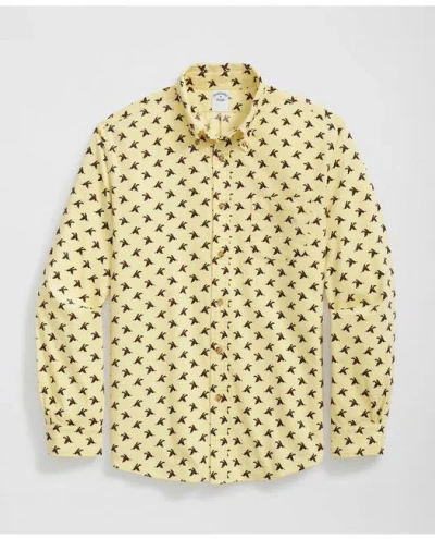 Brooks Brothers Cotton Pinwale Corduroy Mallard Sport Shirt, Button-down Collar In Yellow