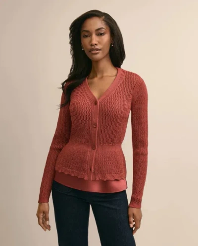 Brooks Brothers Cotton Pointelle Cardigan Sweater In Pink