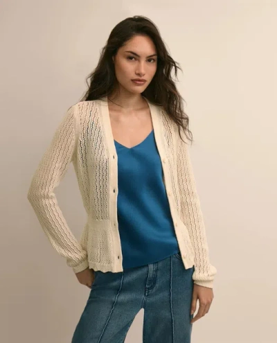 Brooks Brothers Cotton Pointelle Cardigan Sweater In Neutral