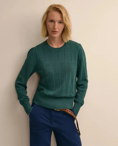 Brooks Brothers Cotton Pointelle Sweater In Green