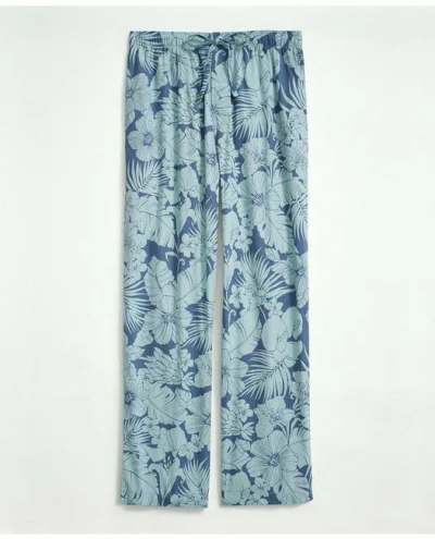 Brooks Brothers Cotton Poplin Floral Lounge Pants In Turquoise