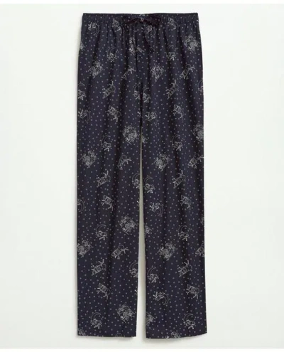 Brooks Brothers Cotton Poplin Henry Print Lounge Pants In Navy