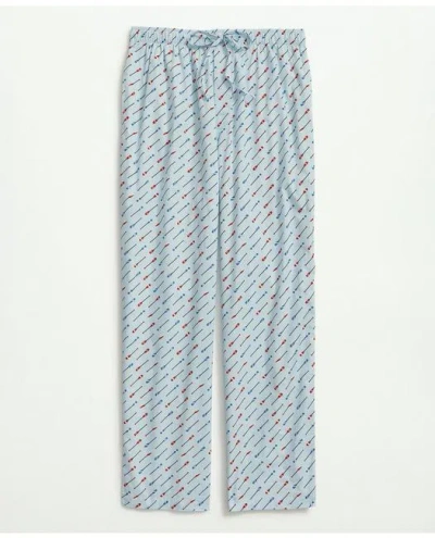 Brooks Brothers Cotton Poplin Oar Print Lounge Pants In Light Blue