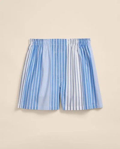 Brooks Brothers Cotton Poplin Stripe Boxers In Blue