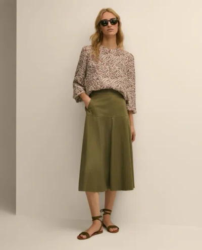 Brooks Brothers Cotton Sateen A-line Skirt In Green