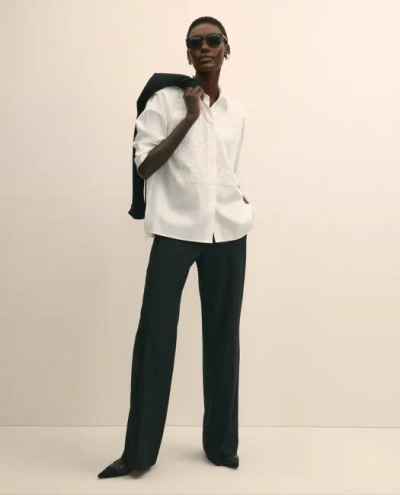 Brooks Brothers Cotton Sateen Relaxed Lace-bib Shirt In White