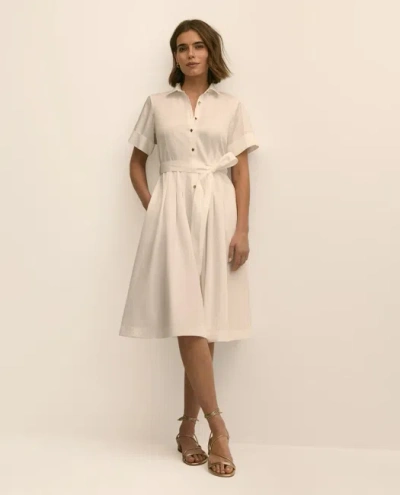 Brooks Brothers Cotton Sateen Short-sleeve Belted Shirt Dress In Gray