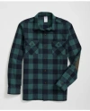 Brooks Brothers Cotton Shirt Jacket In Plaid Portuguese Flannel In Dark Green