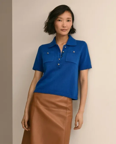 Brooks Brothers Cotton Short-sleeve Polo Sweater In Bright Blue