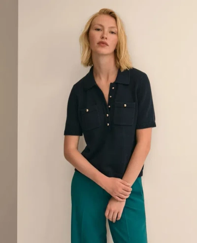 Brooks Brothers Cotton Short-sleeve Polo Sweater In Navy