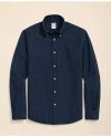 Brooks Brothers Cotton Sport Shirt In Indigo Dot Print In Medium Navy