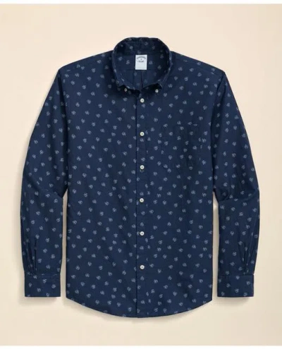 Brooks Brothers Cotton Sport Shirt In Indigo Foulard Print In Navy