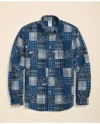 Brooks Brothers Cotton Sport Shirt In Patchwork Madras In Navy
