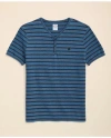 Brooks Brothers Cotton Stripe 3-button T-shirt In Blue