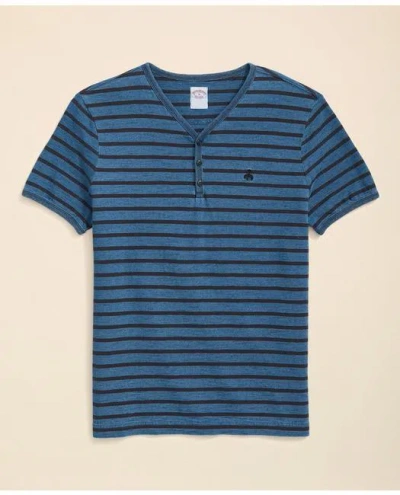Brooks Brothers Cotton Stripe 3-button T-shirt In Blue