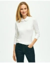 Brooks Brothers Cotton Sweater With Removable Ruffle Collar In White