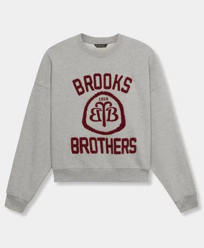Brooks Brothers Cotton Sweatshirt With Logo In Grey