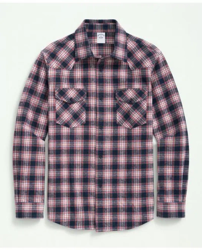 Brooks Brothers Cotton Twill Western Sport Shirt In Navy
