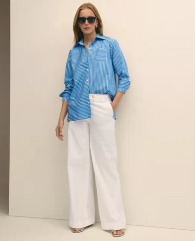 Brooks Brothers Cotton Twill Wide-leg Pants In White
