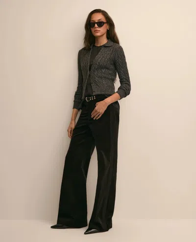 Brooks Brothers Cotton Velvet Tuxedo-stripe Flare Pants In Black