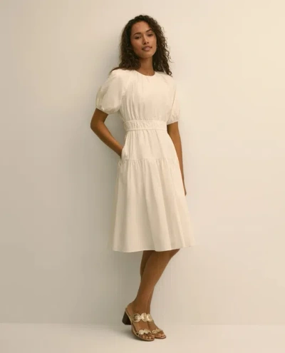 Brooks Brothers Cotton Voile Smocked-waist Dress In White