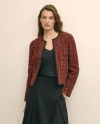 Brooks Brothers Cotton-wool Blend Boucle Shimmer Cropped Jacket In Red