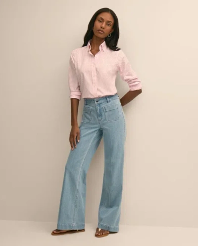 Brooks Brothers Cotton-blend Patch Pocket Flare Jeans In Blue