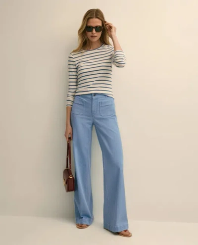 Brooks Brothers Cotton-modal Blend Mariner Stripe Long-sleeve T-shirt In White