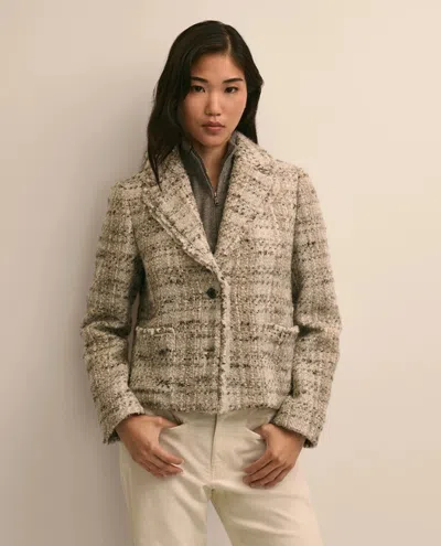 Brooks Brothers Cotton-wool Blend Boucle Jacket In Grey