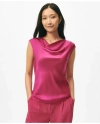 Brooks Brothers Cowl Neck Blouse In Washable Silk Charmeuse In Pink