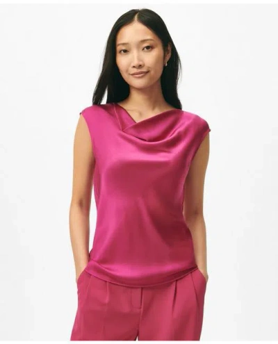 Brooks Brothers Cowl Neck Blouse In Washable Silk Charmeuse In Pink
