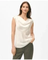 Brooks Brothers Cowl Neck Blouse In Washable Silk Charmeuse In White