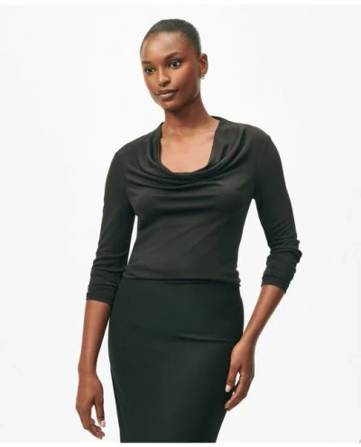 Brooks Brothers Cowl Neck Long-sleeve Top In Ponte Knit In Black