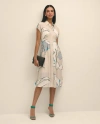 Brooks Brothers Crepe A-line Abstract Print Shirt Dress In Gold