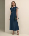 Brooks Brothers Crepe Butterfly Sleeve Maxi Dress In Blue