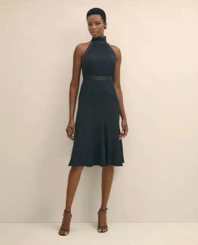 Brooks Brothers Crepe Halter Dress In Black