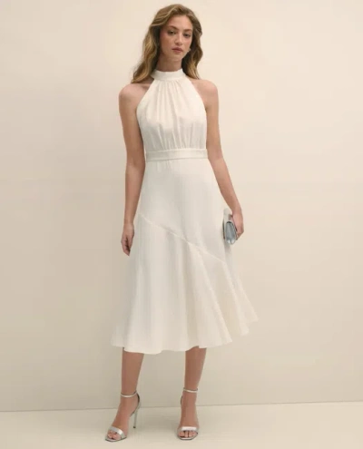 Brooks Brothers Crepe Halter Dress In White
