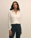 Brooks Brothers Crepe Open V-neck Blouse In White