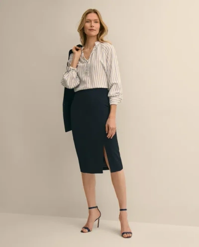 Brooks Brothers Crepe Pencil Skirt In Blue