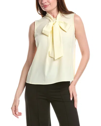 Brooks Brothers Crepe Tie Neck Top In Yellow